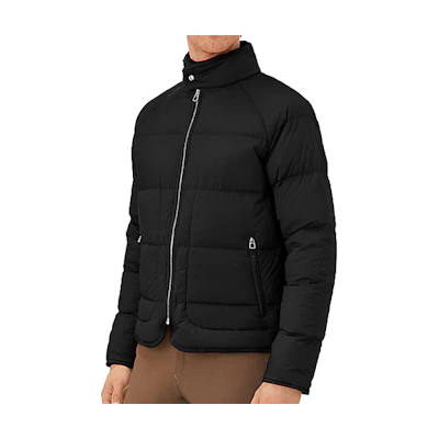 HERMES Lightweight Black Down Jacket with Stand Collar H800170E01M