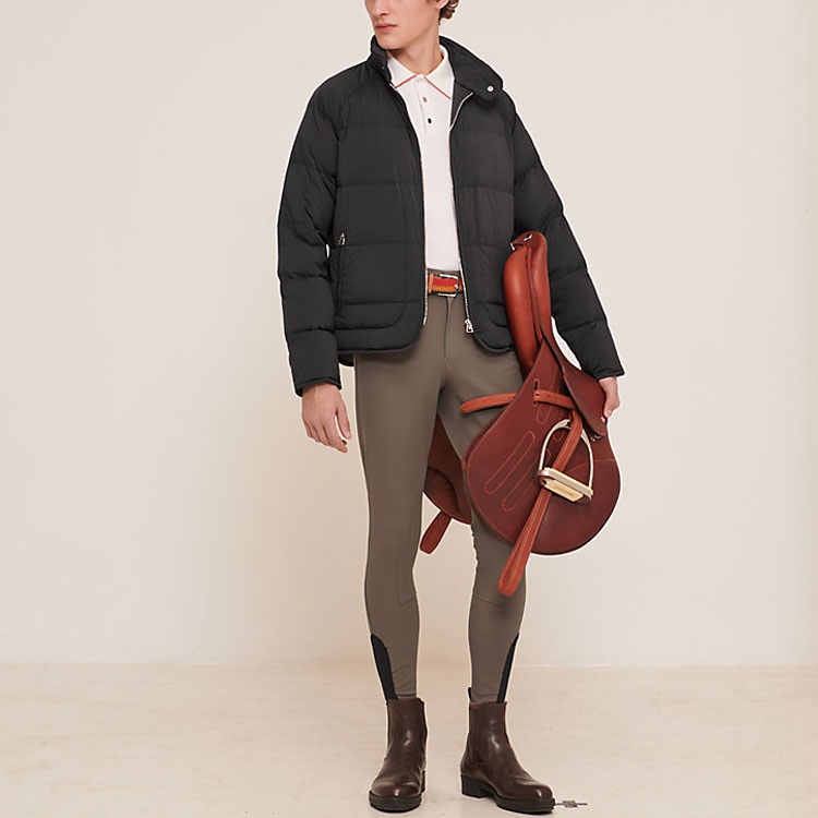 Shop 에르메스 스탠드 칼라 블랙 경량 다운 재킷 H800170E01M