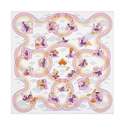 Hermes Little Girl in Ruffle Skirt 70x70cm Silk Scarf White/Purple/Orange. H983849S-06