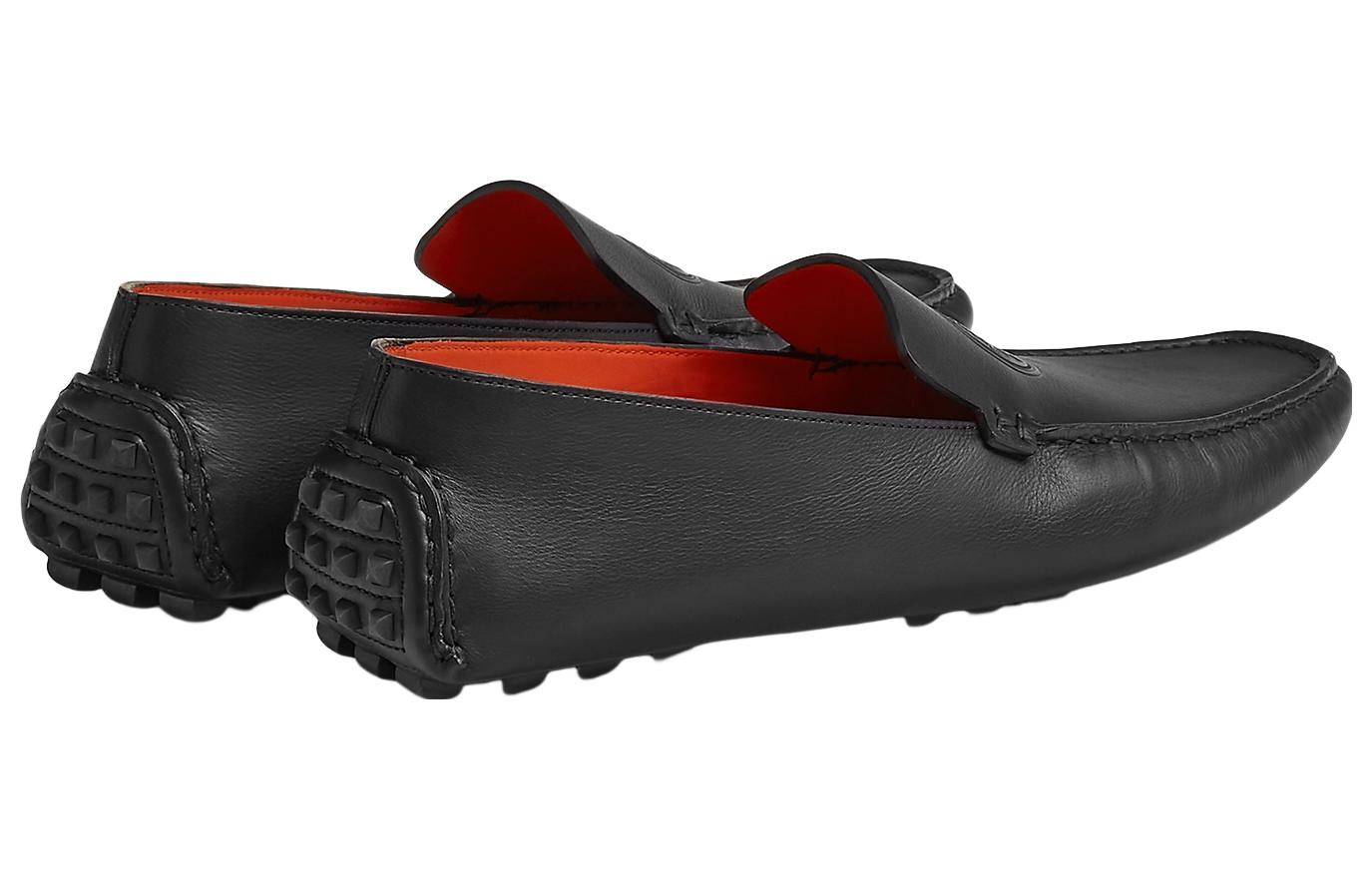 Shop HERMES愛馬仕 小牛皮 舒適休閒 樂福鞋 男款 黑色