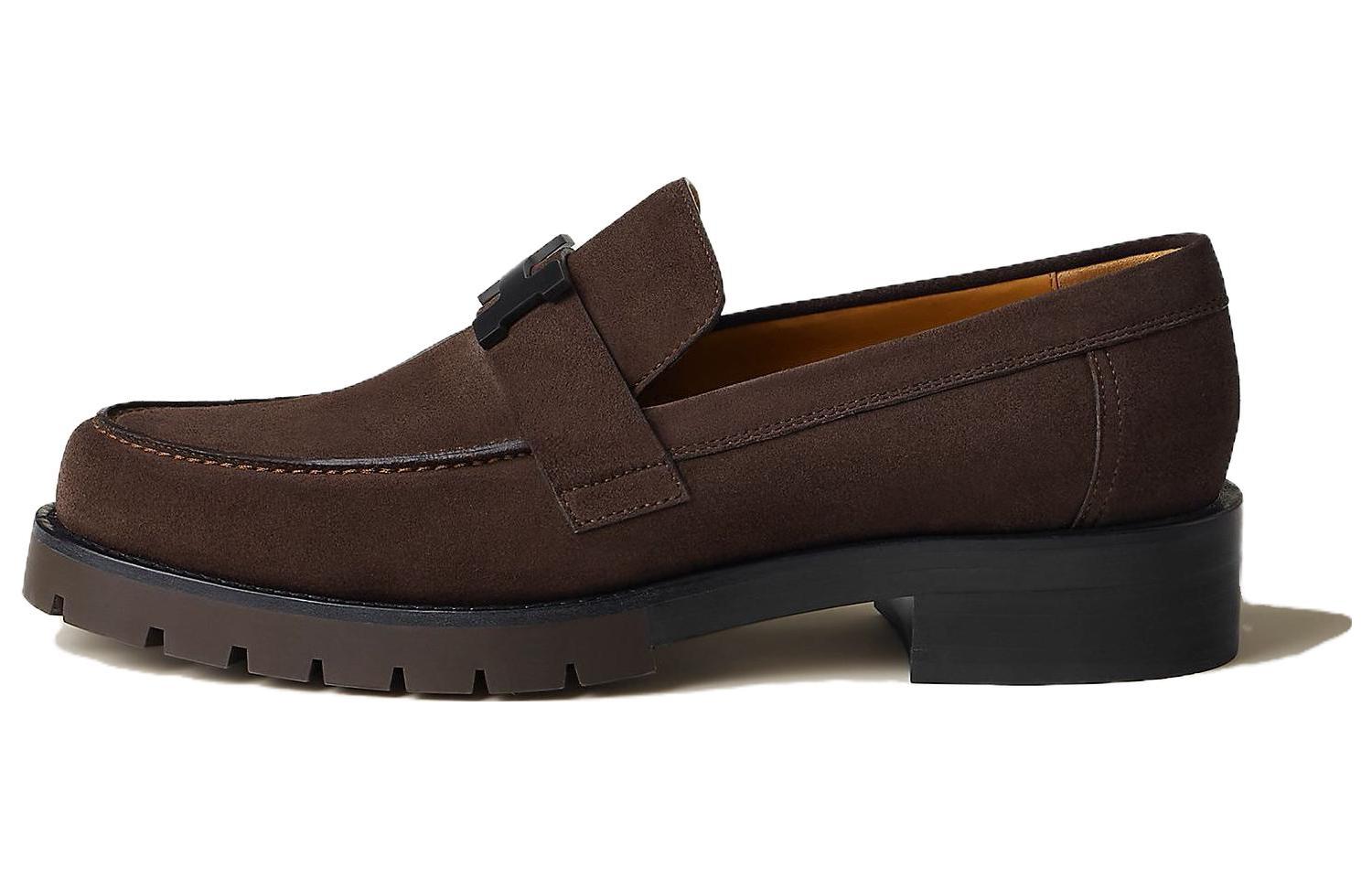 Buy HERMES愛馬仕 頭層牛皮 舒適潮流 樂福鞋 男款 深棕色