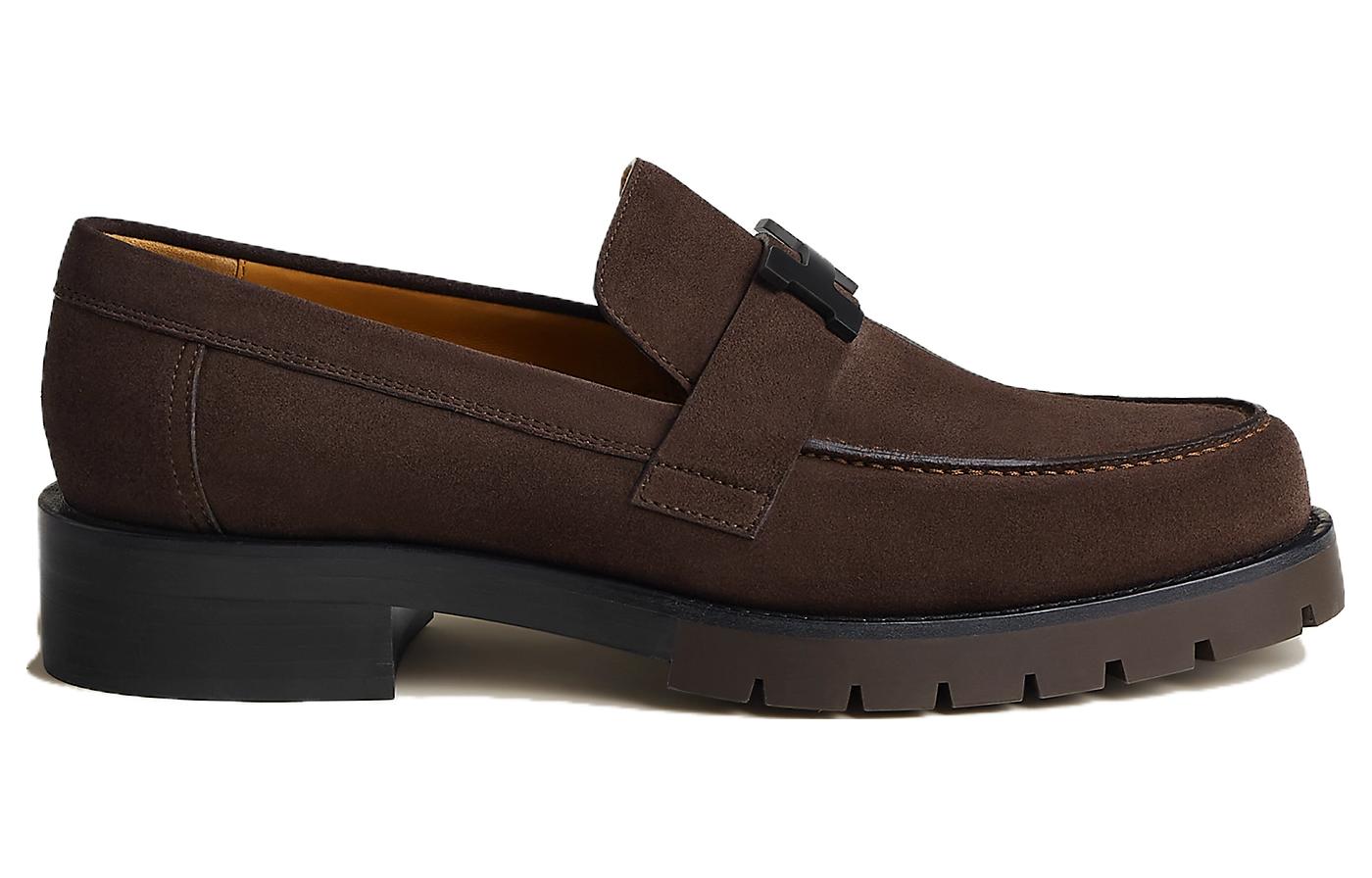 Order HERMES愛馬仕 頭層牛皮 舒適潮流 樂福鞋 男款 深棕色