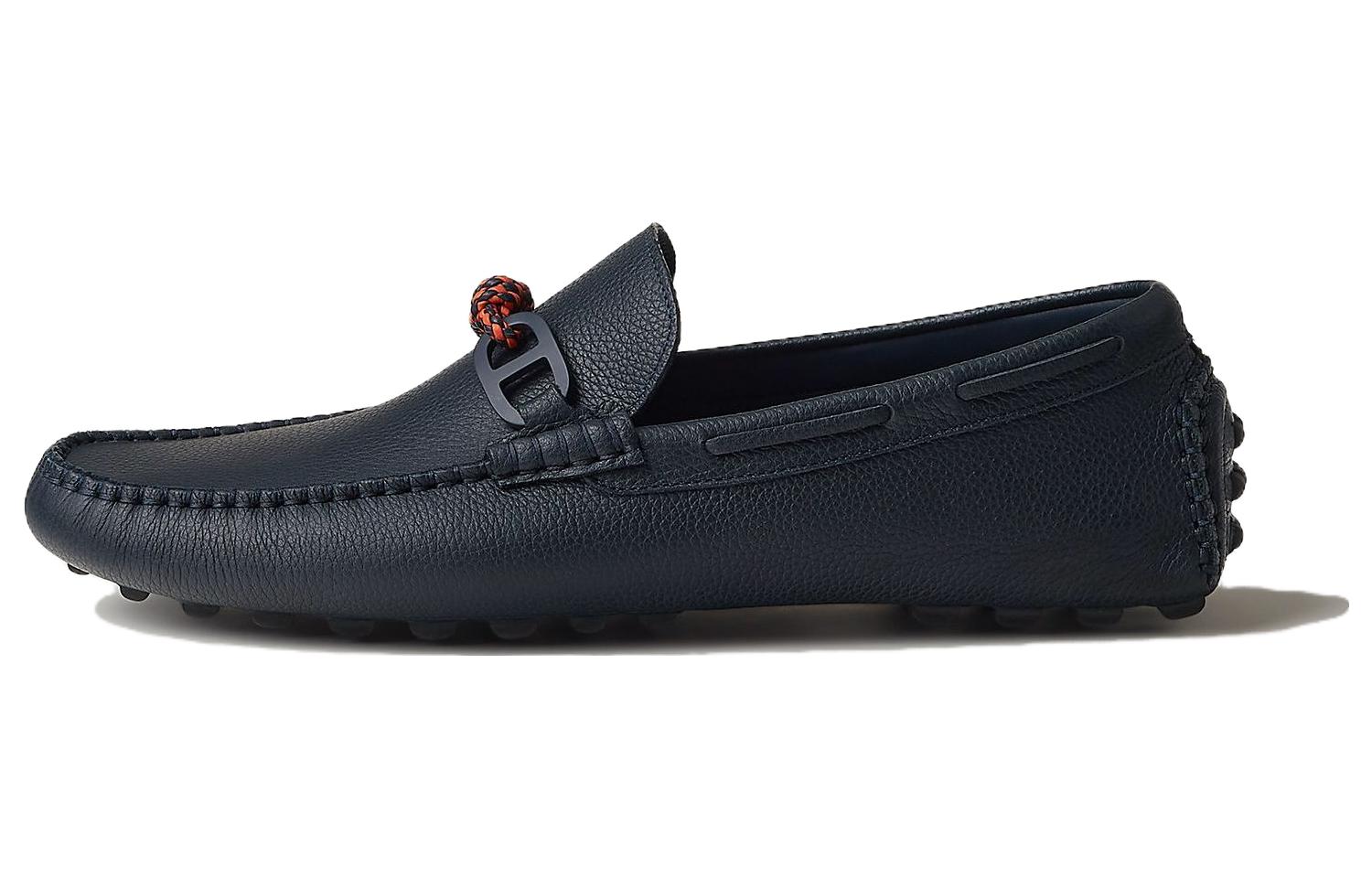 Buy HERMES愛馬仕 頭層牛皮 舒適潮流 樂福鞋 男款 海軍藍