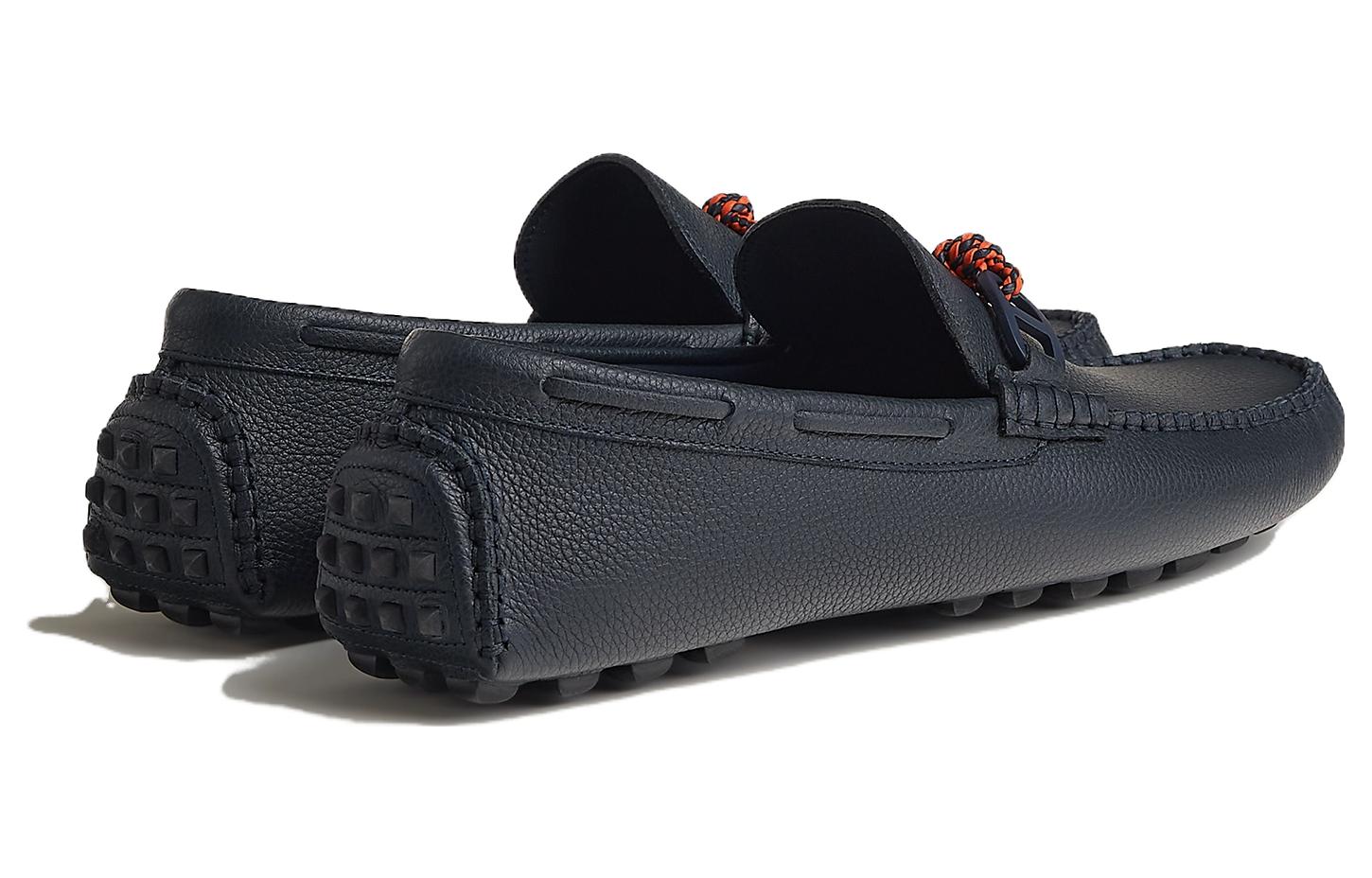 Shop HERMES愛馬仕 頭層牛皮 舒適潮流 樂福鞋 男款 海軍藍