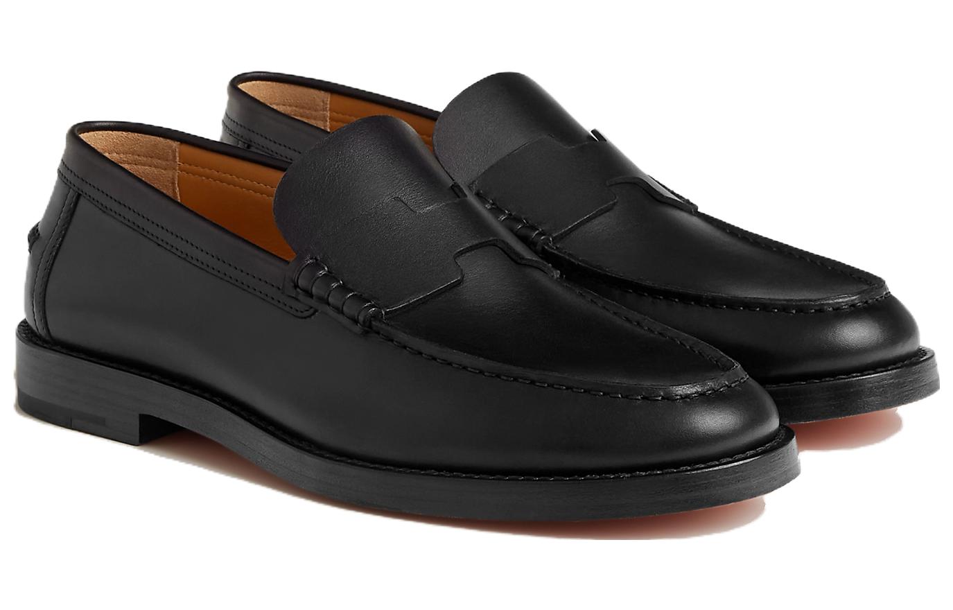 Order HERMES愛馬仕 二層牛皮 簡約舒適 樂福鞋 男款 黑色