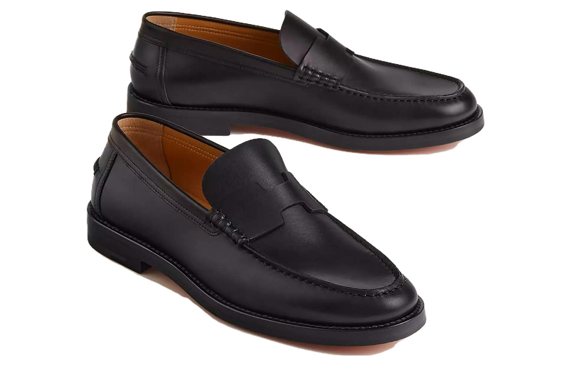 Lookbook HERMES愛馬仕 二層牛皮 簡約舒適 樂福鞋 男款 黑色