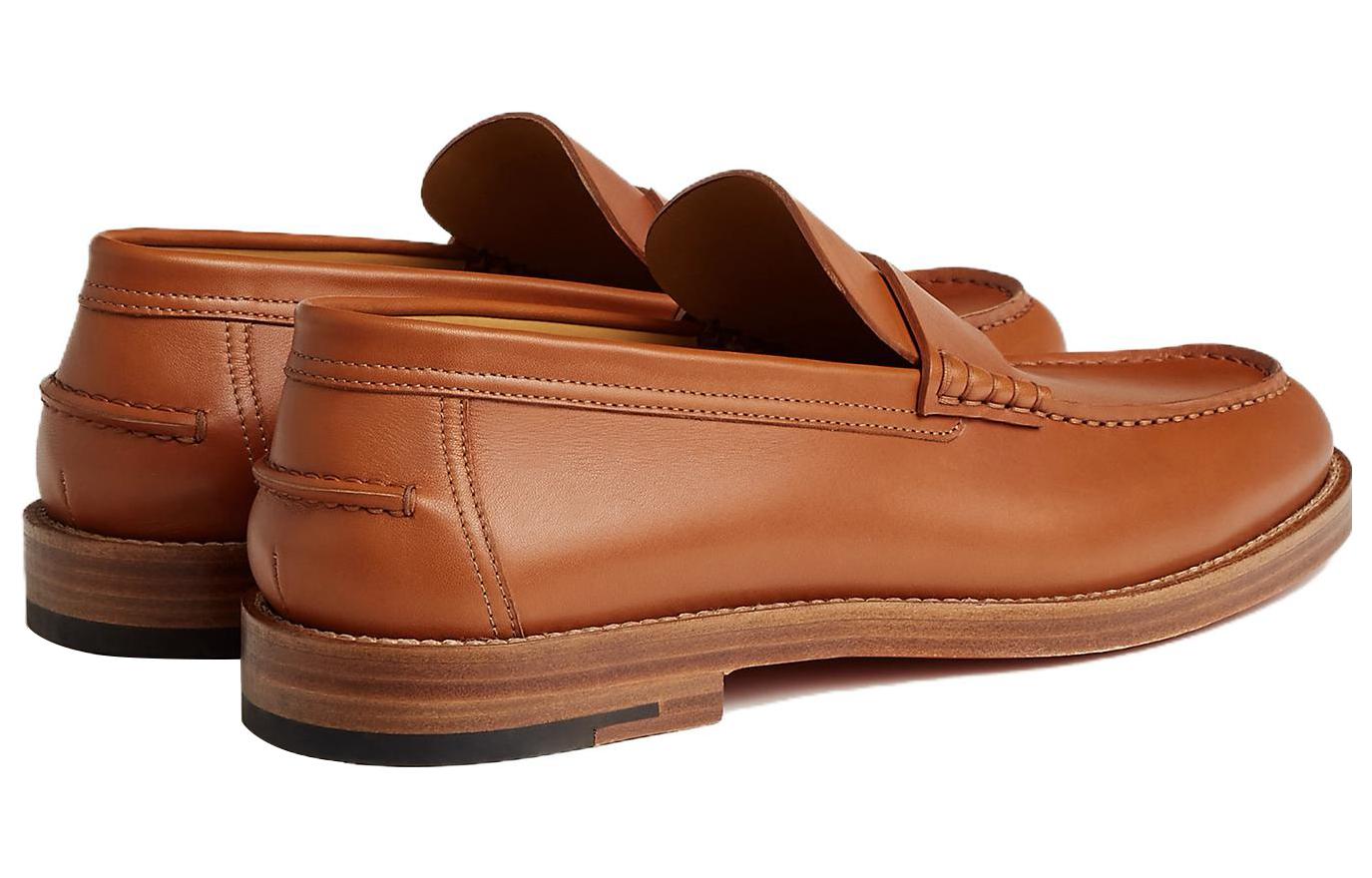 Shop HERMES愛馬仕 百搭時尚 樂福鞋 男款 棕色