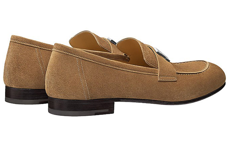 Shop Hermès 愛馬仕 絨面樂福鞋休閒鞋 棕色