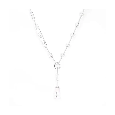 HERMES Lock Design 925 Silver Necklace Unisex Couple Style - Silver. H123212Bv0044