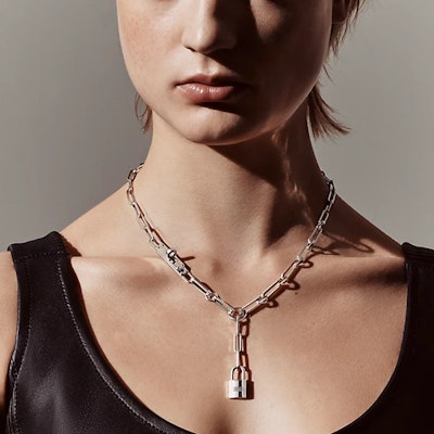 HERMES Lock Design 925 Silver Necklace Unisex Couple Style - Silver. H123212Bv0044 Shop HERMES Lock Design 925 Silver Necklace Unisex Couple Style - Silver. H123212Bv0044