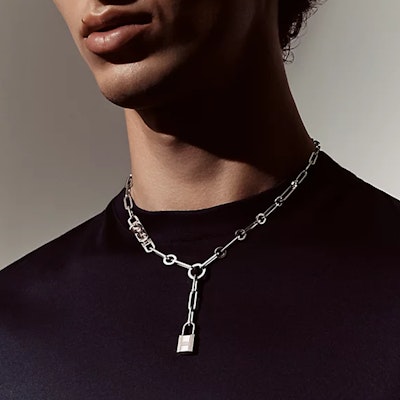 HERMES Lock Design 925 Silver Necklace Unisex Couple Style - Silver. H123212Bv0044 Purchase HERMES Lock Design 925 Silver Necklace Unisex Couple Style - Silver. H123212Bv0044