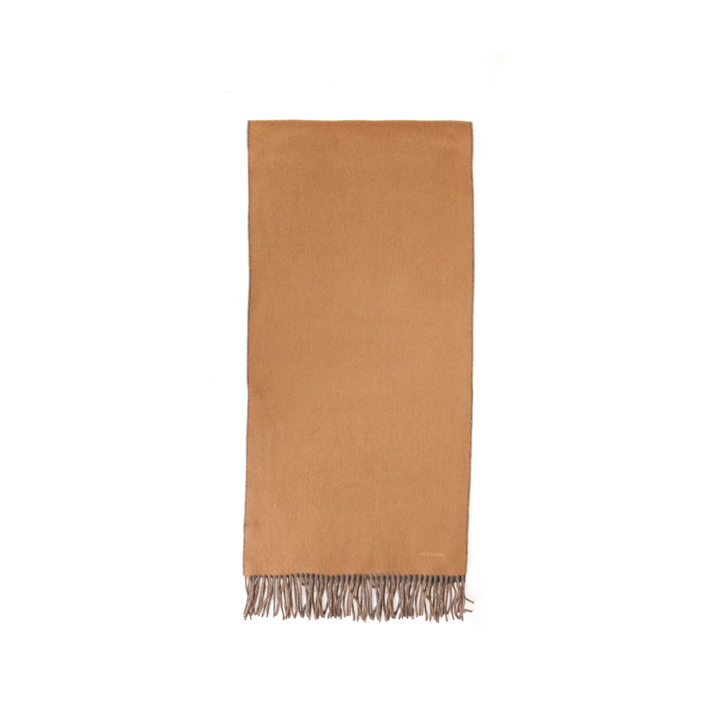 HERMES Logo Cashmere Scarf Unisex Couple Style Grey H393850T 07