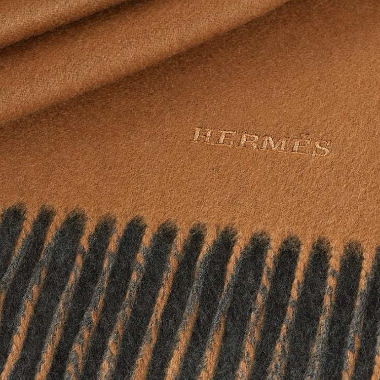 HERMES Logo Cashmere Scarf Unisex Couple Style Grey H393850T 07 圖 3