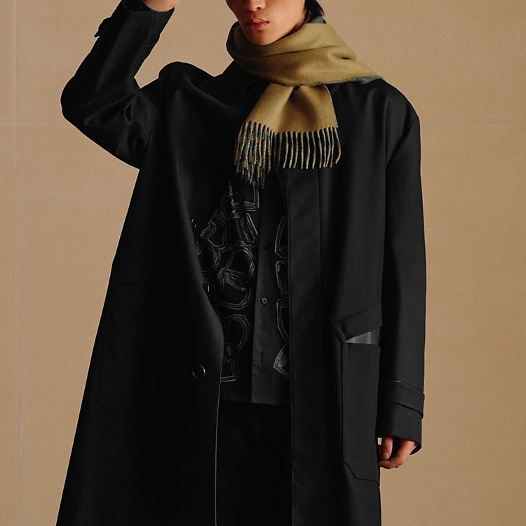 HERMES Logo Cashmere Scarf Unisex Couple Style Grey H393850T 07 圖 4