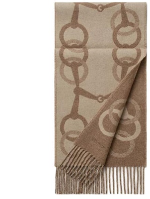 HERMES Logo Selendang Cashmere Wool Unisex Beige Gaya Pasangan. H394809T 05 Lookbook HERMES Logo Selendang Cashmere Wool Unisex Beige Gaya Pasangan. H394809T 05