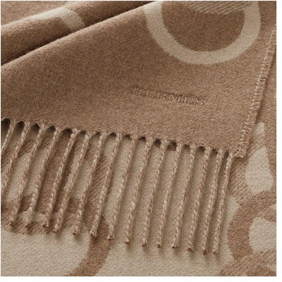 HERMES Logo Selendang Cashmere Wool Unisex Beige Gaya Pasangan. H394809T 05 Shop HERMES Logo Selendang Cashmere Wool Unisex Beige Gaya Pasangan. H394809T 05