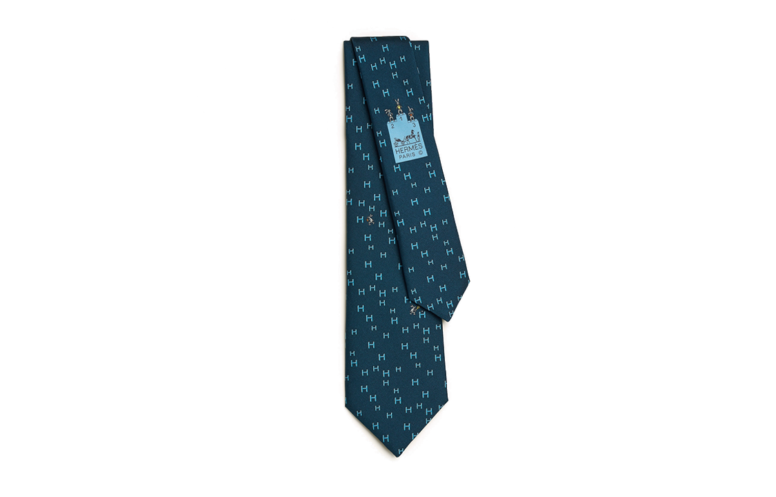 Order HERMES Logo Design  Silk Tie Blue H006349Tv01