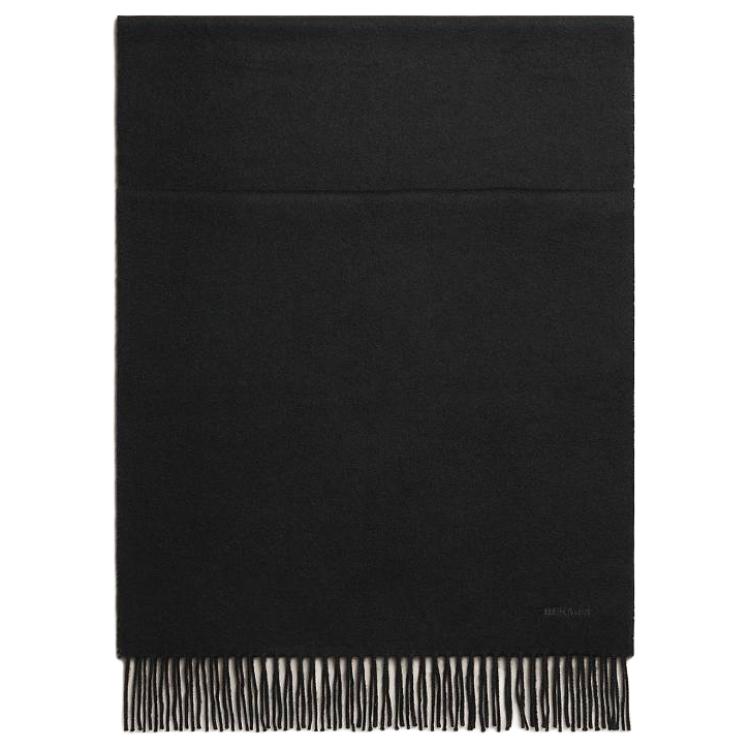 HERMES Logo Embroidered Cashmere Scarf Black  Fashion Accessory H394084T03 圖 2