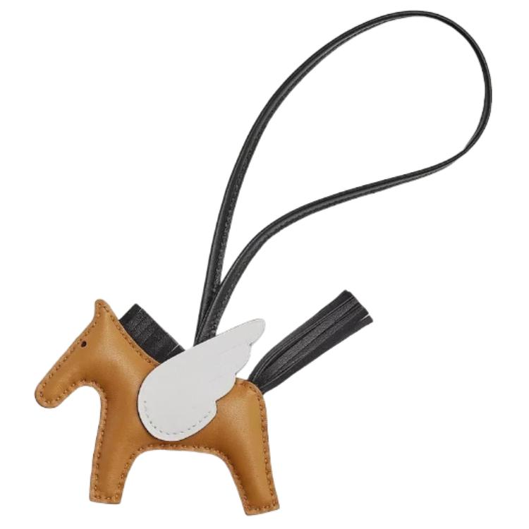 Order HERMES Logo Leather Keychain Brown Unisex Couple Accessory. H083010CABM