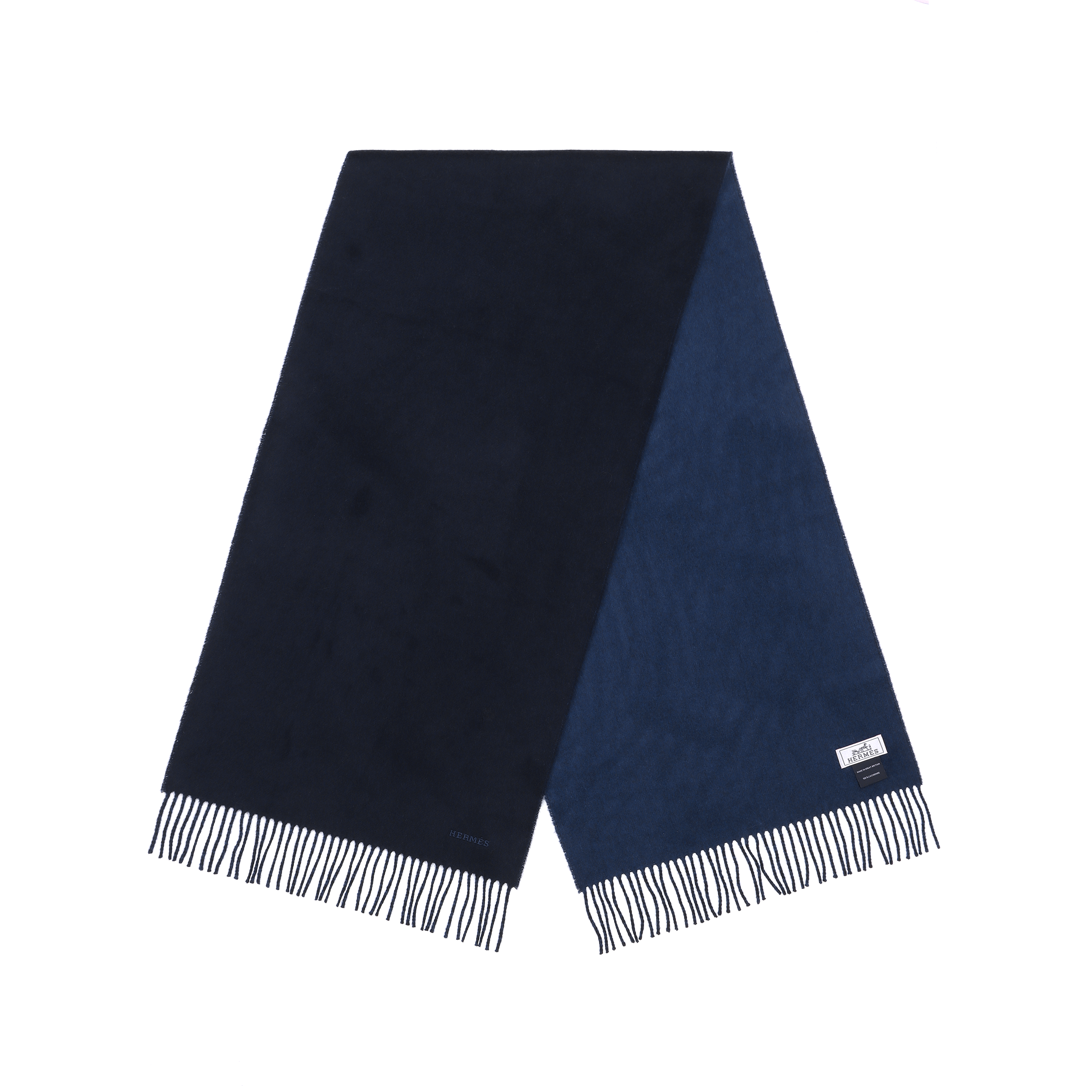 HERMES Logo Reversible Cashmere Wool Scarf Unisex Couple Style H393800T-01 圖 3