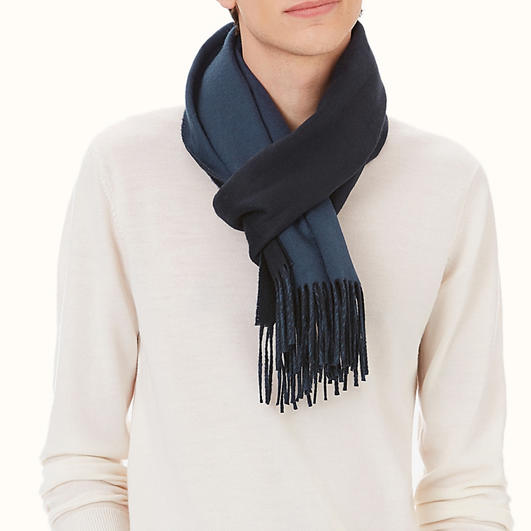 HERMES Logo Reversible Cashmere Wool Scarf Unisex Couple Style H393800T-01 圖 6