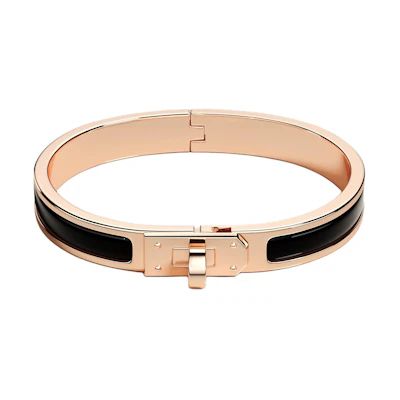 HERMES Logo Rose Gold Metal Enamel Bracelet Unisex Couple Design. H200004F0001