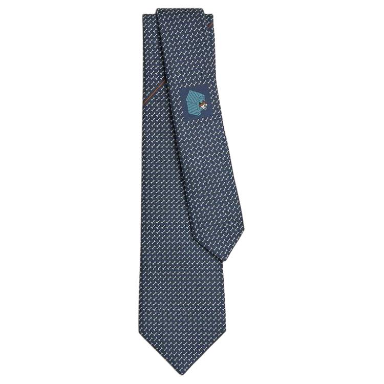 HERMES Logo Tie for Men - Navy Blue H006355T02 圖 2