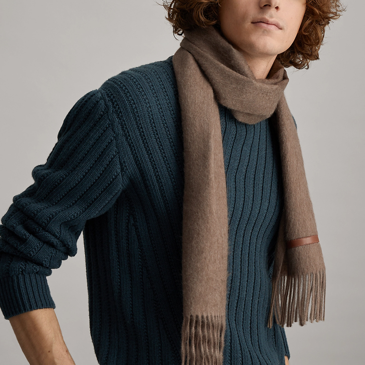 HERMES Logo Wool Scarf Brown  Warm Winter Accessory H393826T 01 圖 3