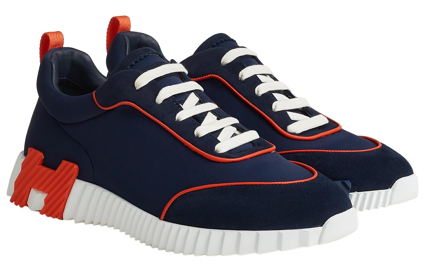 Lookbook HERMES愛馬仕 織物 百搭時尚 低筒 生活休閒鞋 男款 海軍藍