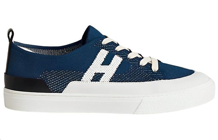 Order HERMES愛馬仕 Deep 布料 低幫綁帶 時尚休閒鞋 男款 藍白