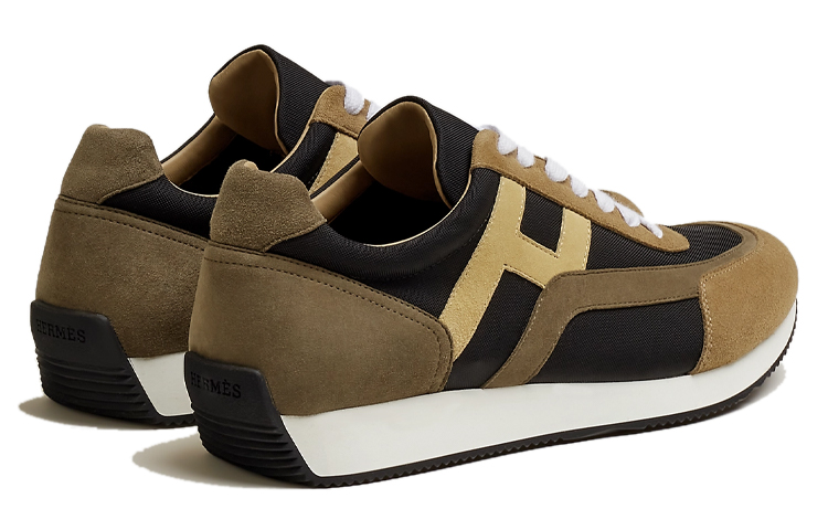 Shop HERMES 愛馬仕 低幫系帶運動休閒鞋 米色