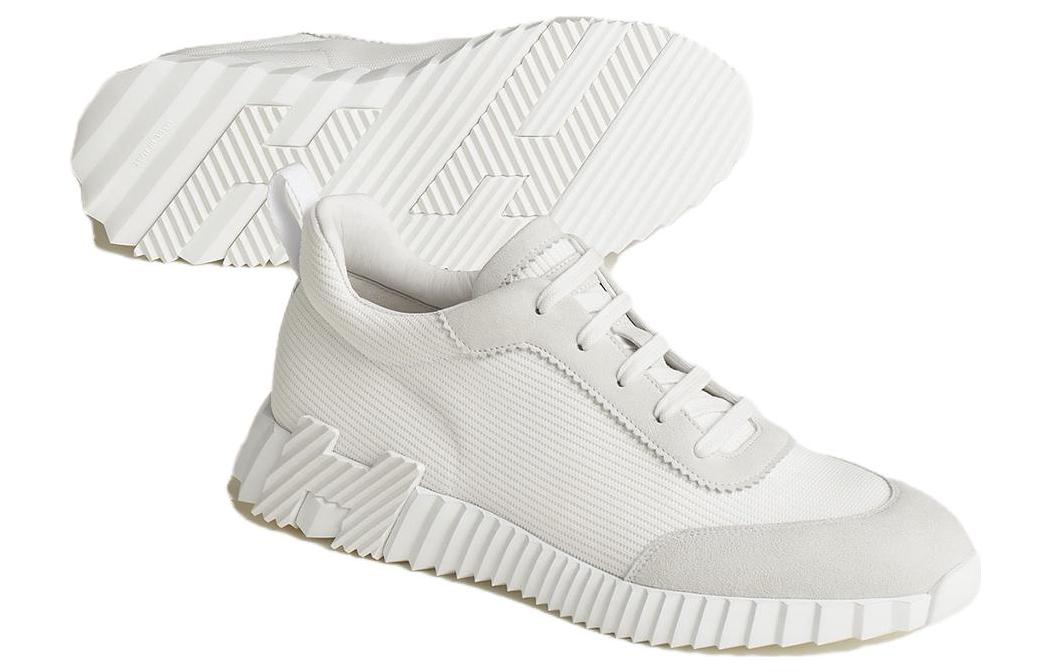 Shop HERMES愛馬仕 织物 舒適運動 低幫 生活休閒鞋 男款 白色