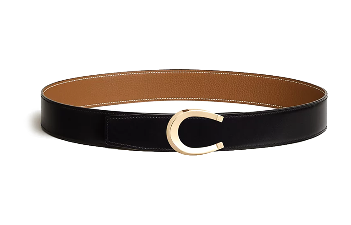 HERMES Luck  Reversible Calf Leather Belt Black 3.8cm Width. H010412CP2K | H077971CAAA085