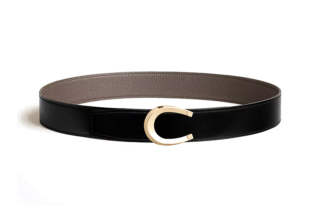 HERMES Luck Reversible Leather Belt Smooth Buckle Male Black/Tin Grey 3.8CM H010412CP2K | H077971CAAG085 圖 2