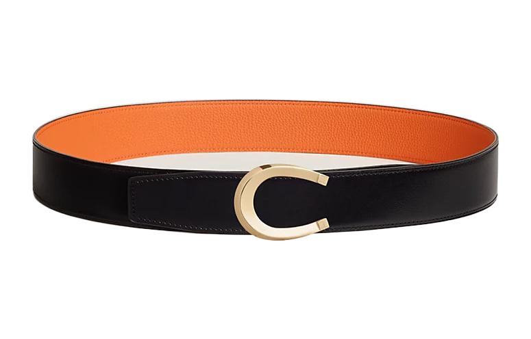 HERMES Luck Reversible Togo Leather Belt  Black 3.8CM. H010412CP2K | H077971CAAH085