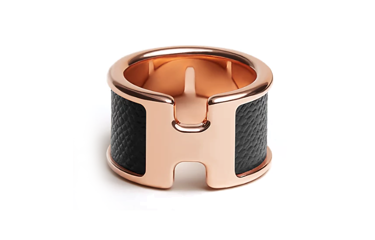 HERMES Madame Calfskin Metal Ring Unisex Couple's Rose Gold. H500059FD89