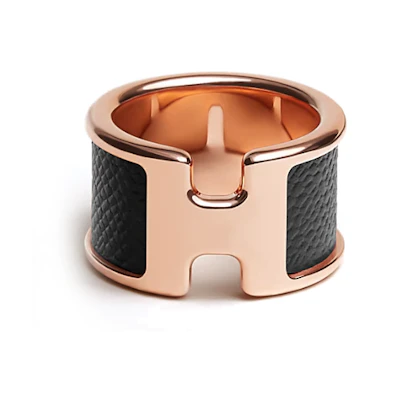 HERMES Madame Calfskin Metal Ring Unisex Couple's Rose Gold. H500059FD89