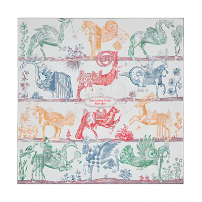 HERMES Magic Horse Rider 90cm Double-Sided Scarf Multicolor H903552S-07