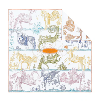 HERMES Magic Horseman 90cm Double-Sided Silk Scarf H903552-05