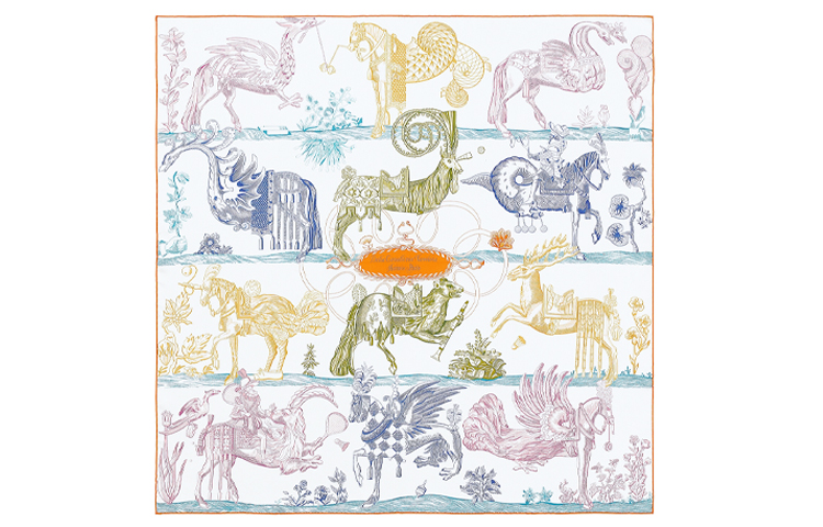 HERMES Magic Horseman 90cm Double-Sided Silk Scarf H903552-05 圖 3