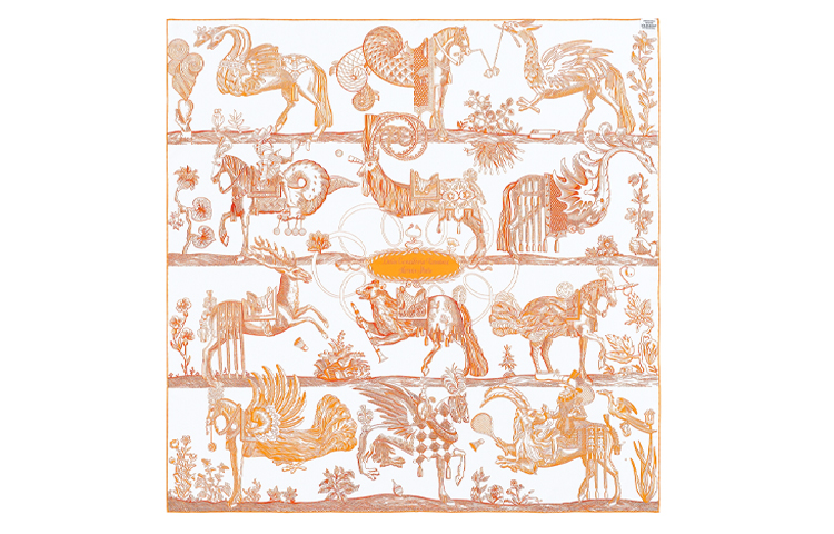 HERMES Magic Horseman 90cm Double-Sided Silk Scarf H903552-05 圖 4