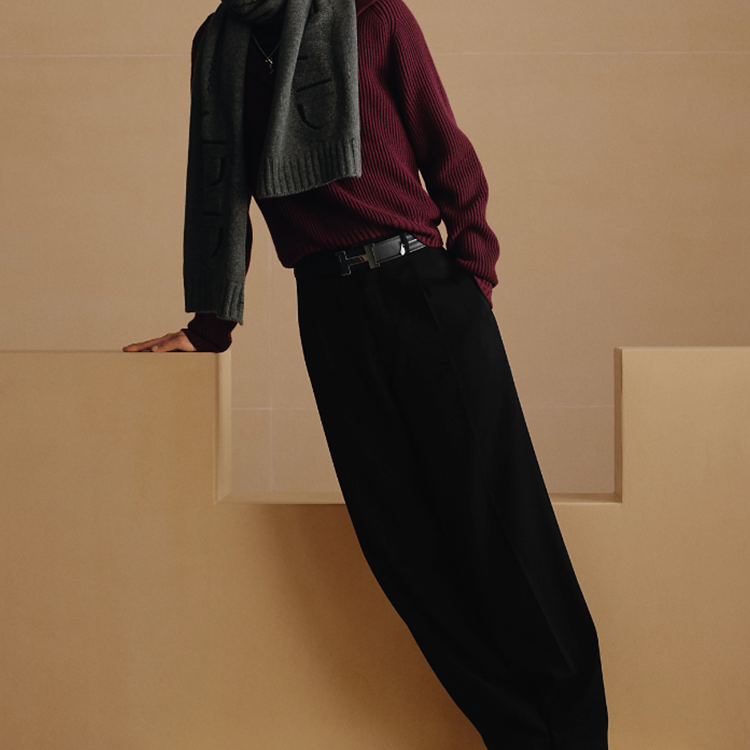 HERMES Maillon Shadow Cashmere Scarf Unisex Grey Couples' Design H394817T 02 圖 4