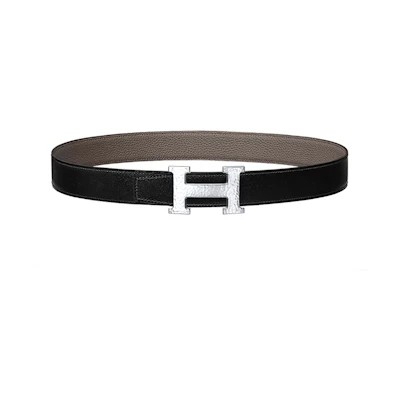 HERMES Martelee Fashion Black Leather Belt with Smooth Buckle 3.2cm Wide H064549CK05-H073967CAAC105