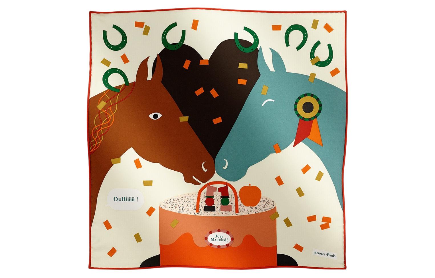 HERMES Match Made in Heaven Scarf Unisex Couple Design Multicolor H894115S 08