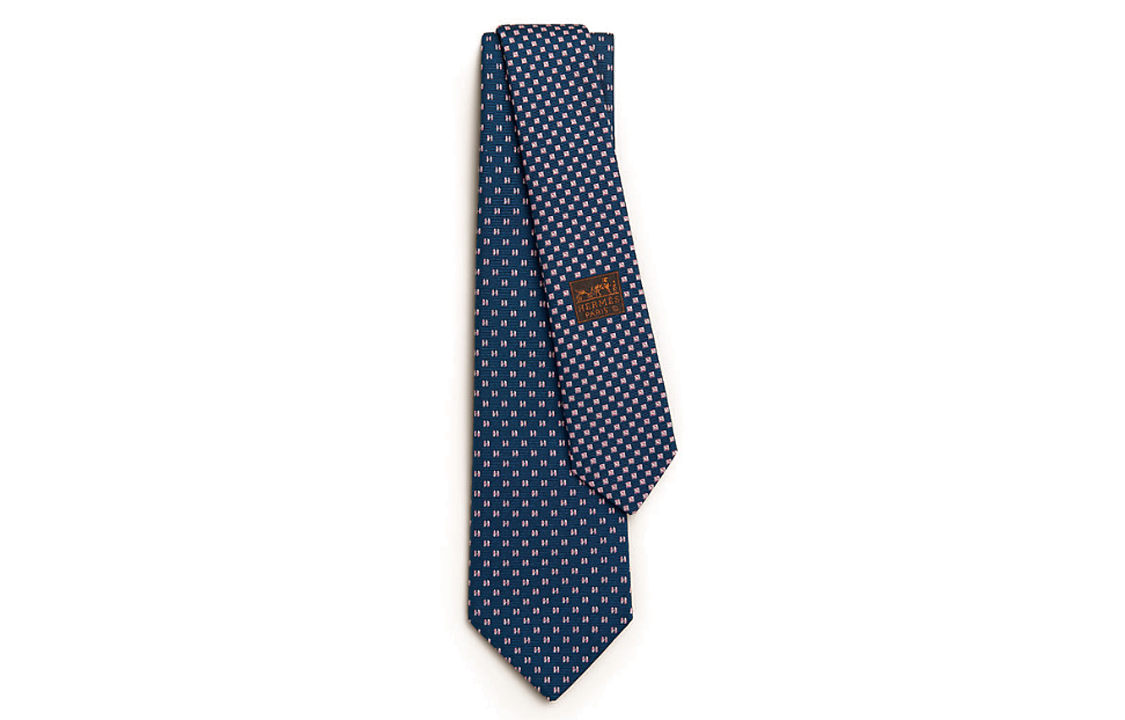 HERMES Medor Letter Logo  Tie - Dark Blue H339352T 04