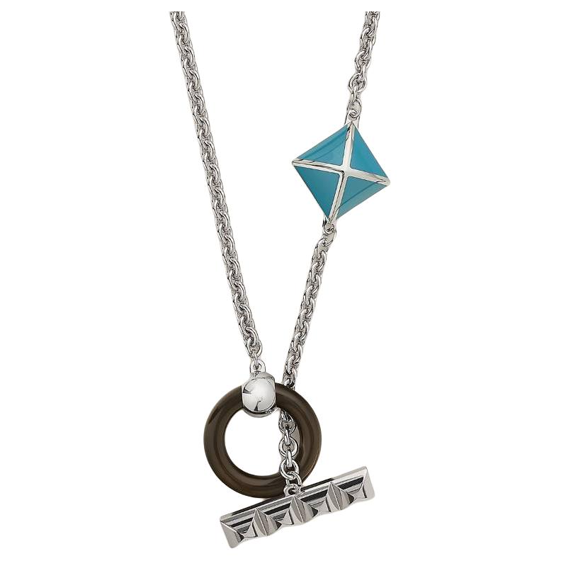 HERMES Medor XO Logo Metal Necklace Blue for Men. H100009FP79