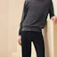 Details for HERMES Sweater Rajut Pria Trim Kontras Garis Leher Bulat Abu Tua FW24 H467015HA81
