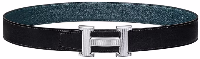 HERMES Men’s Reversible Black and Prussian Blue Leather Belt 3.2cm H064540CK05-H073967CAAD HERMES Men’s Reversible Black and Prussian Blue Leather Belt 3.2cm H064540CK05-H073967CAAD