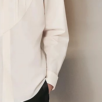 HERMES Kemeja Lengan Panjang Lelaki Warna Padu Gading Putih SS24. H366420H184 Details for HERMES Kemeja Lengan Panjang Lelaki Warna Padu Gading Putih SS24. H366420H184