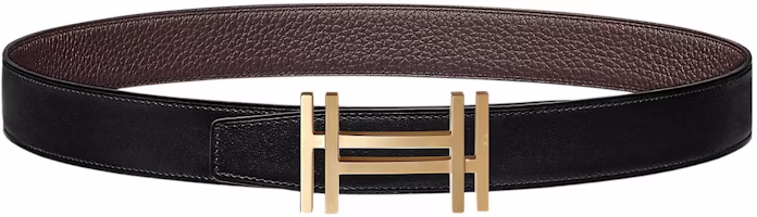 HERMES Mens Reversible Belt Black Togo Leather Gold H Buckle 32cm Width H066050CP2K-H073967CAAB100 HERMES Mens Reversible Belt Black Togo Leather Gold H Buckle 32cm Width H066050CP2K-H073967CAAB100